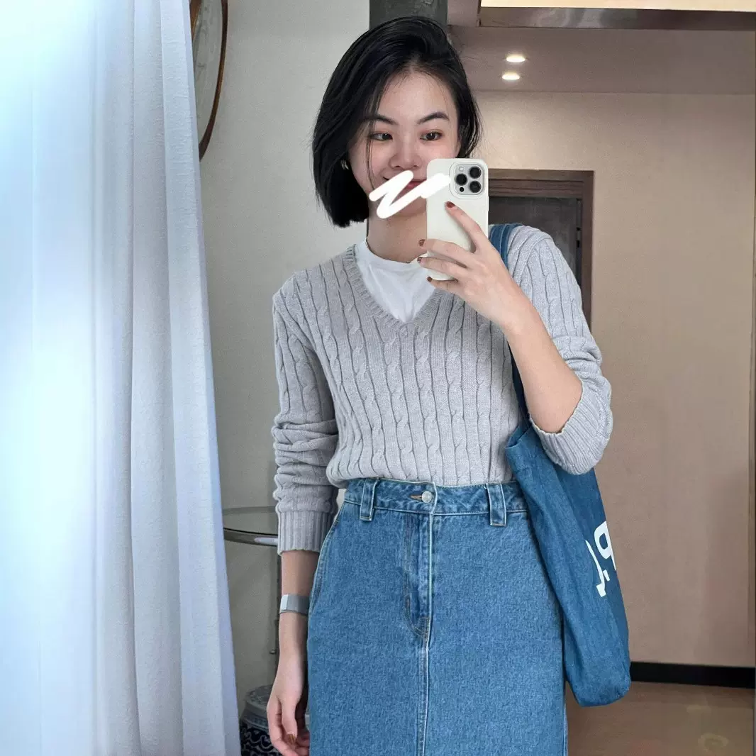 RL拉夫小马标刺绣毛衣秋冬季麻花V领针织衫女上衣女针织衫可扫码