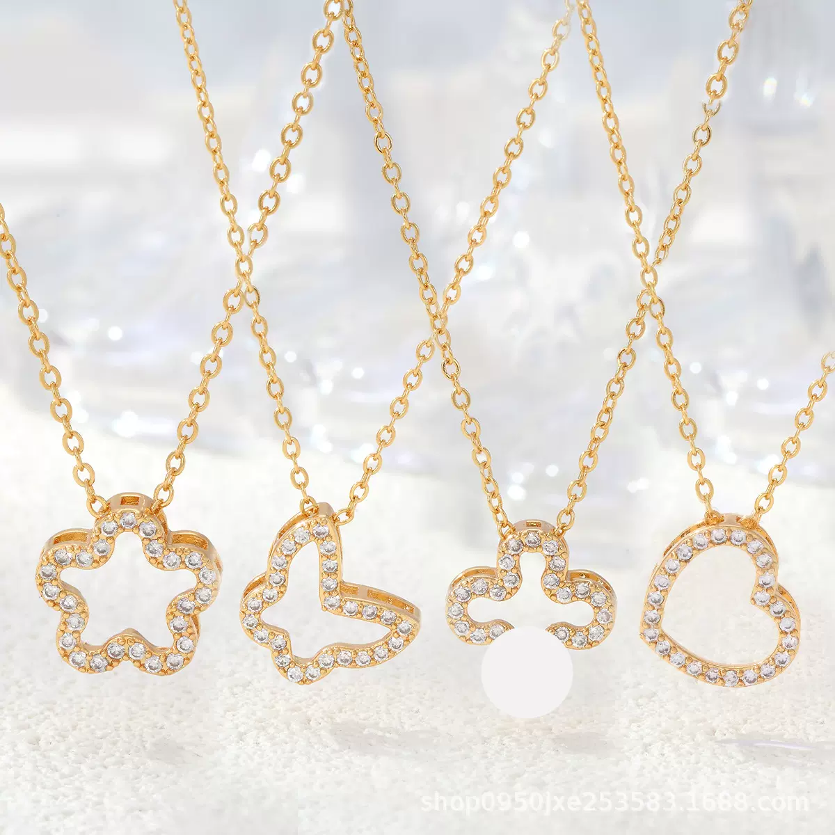 CDD跨境电商热销精致锆石项链水晶锁骨链晚宴配饰项链速卖通货源