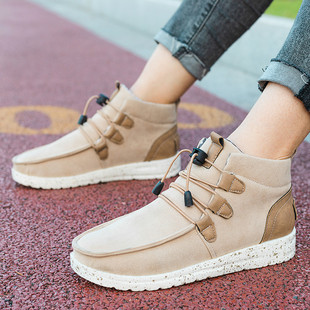 Cross-border large size European and American new casual high-top round head solid color lace-up casual shoes autumn and winter cotton shoes spot 43