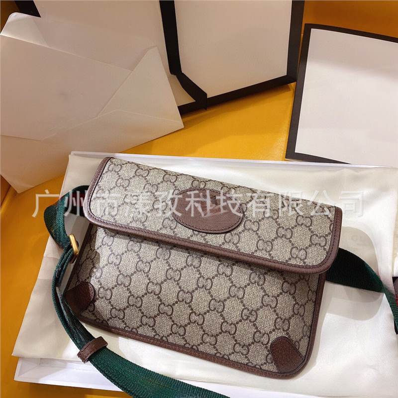 Trendy Gucci Women's Bag with Monogram Canvas Double g Tiger Head Design, Waist Bag, Chest Bag, Single Shoulder Crossbody Bag, Men's Bag, Fashionable and Versatile