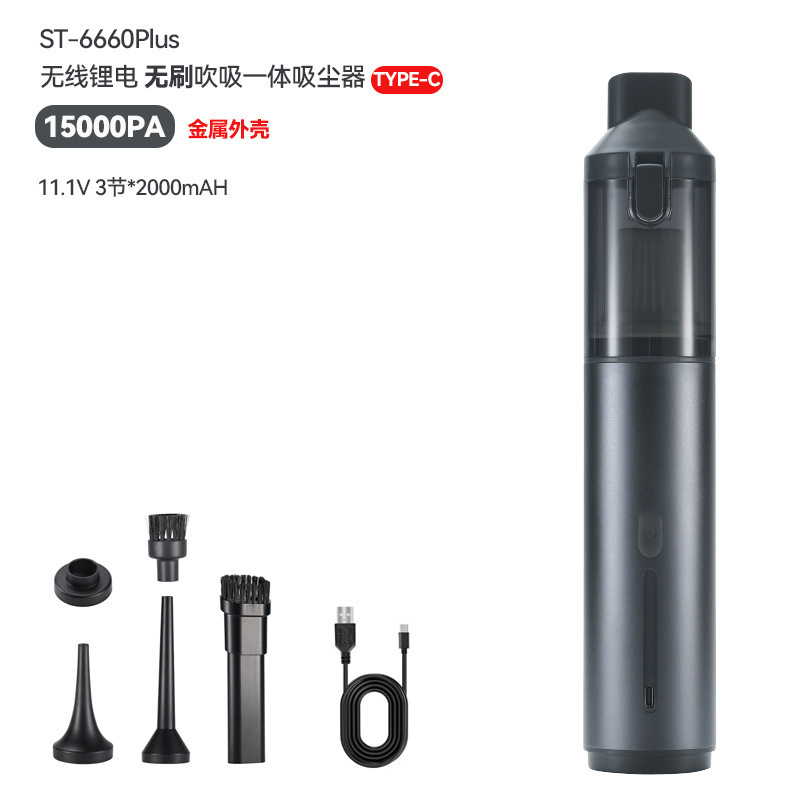 건메탈 컬러(브러시리스 모터 3단 조절*TYPE-C 고속 충전*19000pa*3노트*2000mAh 송풍, 흡입, 추출 3-in-1 진공청소기)