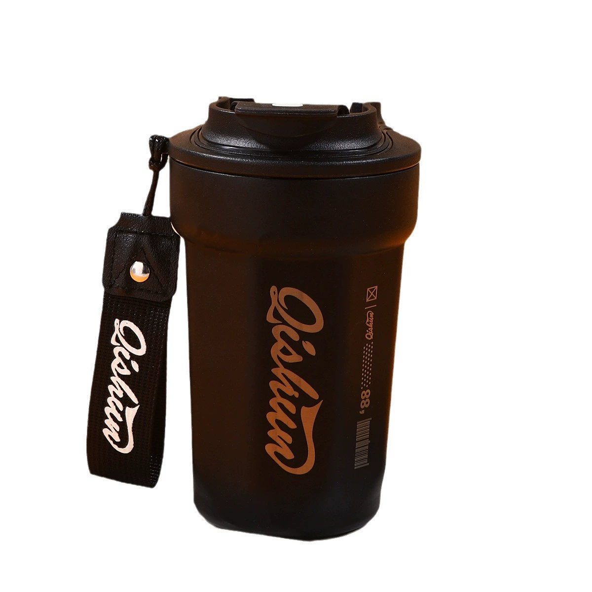 Capacious coffee handheld high quality glass stainless steel for students, gradient