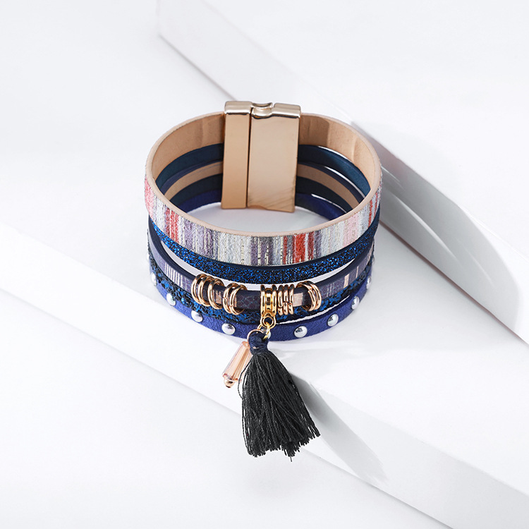 Bohemian Tassel Colorful Leather Multi-layer Bracelet display picture 10