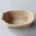 木片篮品质款　美式乡村带木把手多用途手工编织木片篮　产地货源