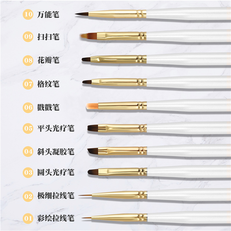 Nuevo estilo japonés de uñas de arte universal pluma pétalo pluma Plaid pluma varilla de madera uñas arte pintura pluma dibujo pluma uñas arte pluma conjunto completo