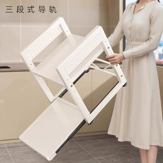 可抽拉式微波炉置物架家用多用途电饭煲锅具收纳架厨房收纳微波炉
