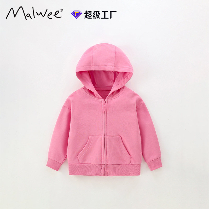 Cross-border malwee chaqueta de niña otoño y invierno nuevo estilo europeo y americano para niños con sombrero casual de manga larga cardigan
