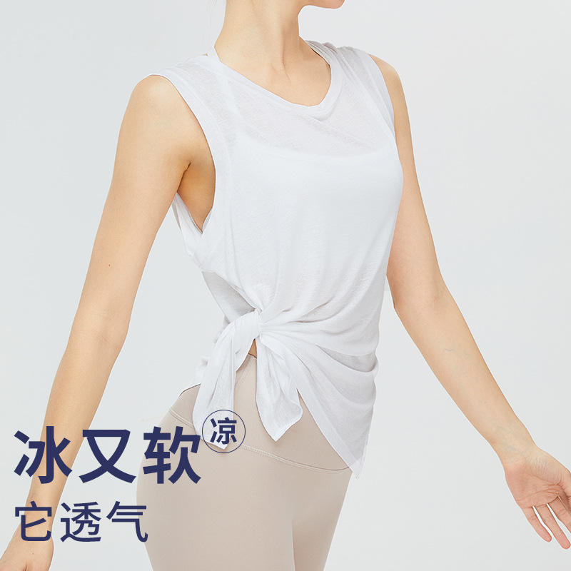 Transfronteriza nueva blusa de Yoga de secado rápido ligero ropa de entrenamiento suelta sin mangas para mujer ropa de yoga deportiva superior para correr