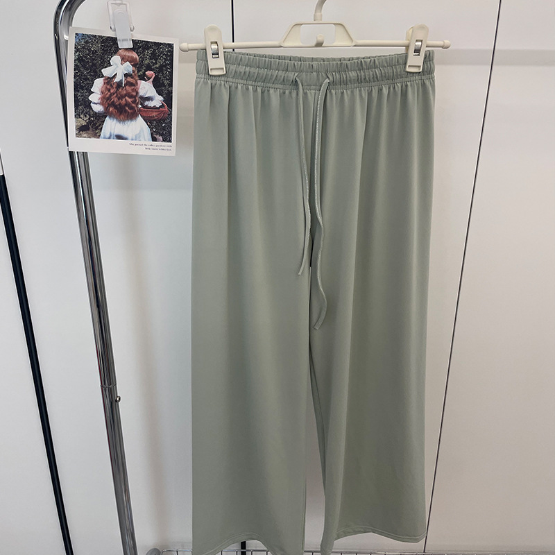 Pantalones de protección solar de seda de hielo, pantalones anchos, cintura alta de verano para niños, adelgazamiento, caída, pantalones rectos casuales simples y versátiles