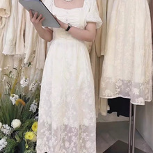 法式高级感仙女白色连衣裙女中长款高端精致公主长裙女