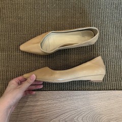 牛革バージョン~ミニマリストスタイルの小さなウェッジヒールポインテッドトゥパンプス女性用2025春秋新作通勤フラットシューズ女性用