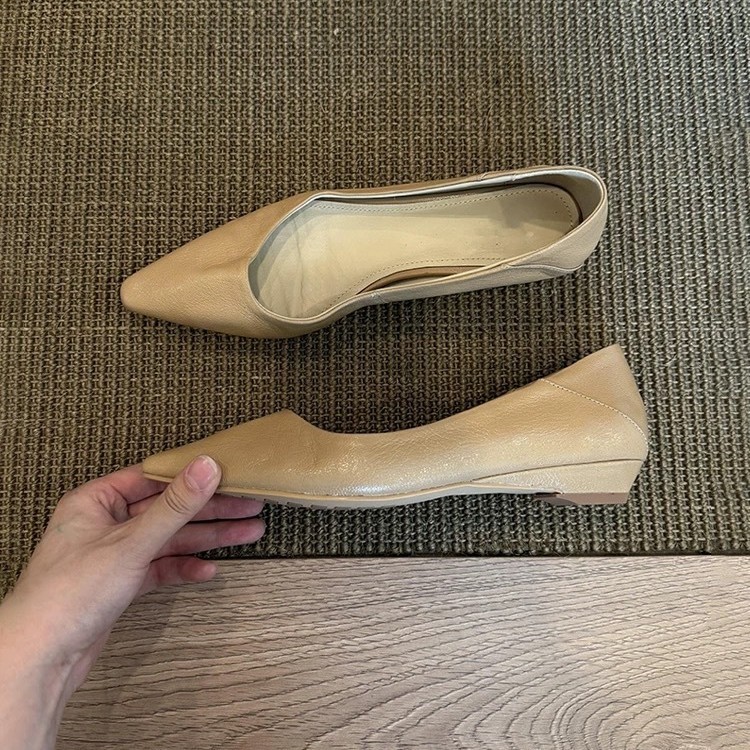 Cowhide Version ~ Normcore Style Small Wedge Heel Pointed Toe Pumps Women's 2025 New Spring and Autum Commuter Flats Women's Shoes Cowhide Version ~ Normcore Style Small Wedge Heel Pointed Toe Pumps Women's 2025 New Spring and Autum Commuter Flats Women's Shoes