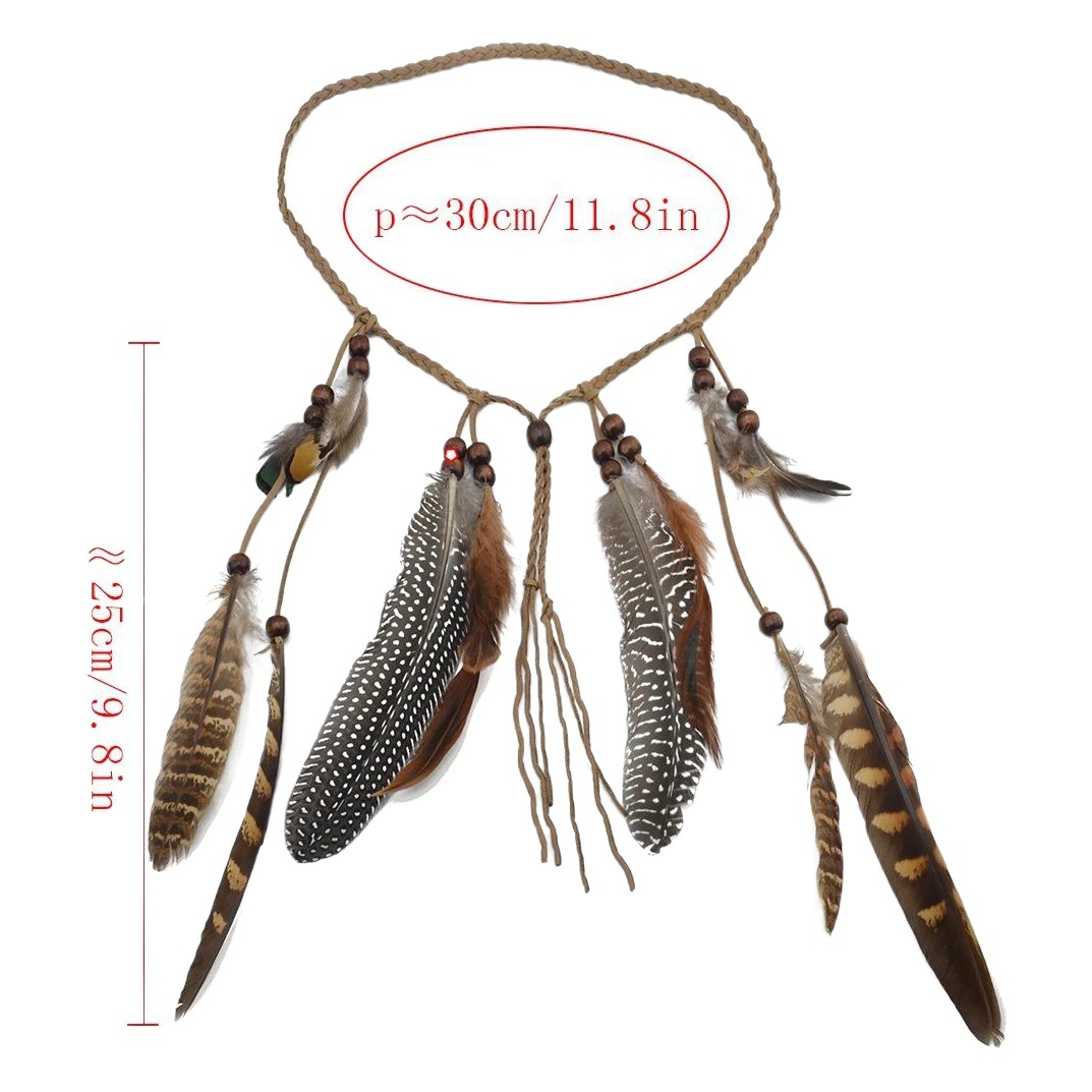Bohemio estilo étnico banda de pelo indio tribu pluma tocado atracciones turísticas Venta caliente accesorios especiales para el cabello al por mayor