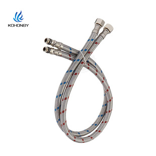 Factory direct supply 304 stainless steel 60cm silk red and blue woven water inlet pipe hot and cold faucet water inlet pipe steel wire pipe