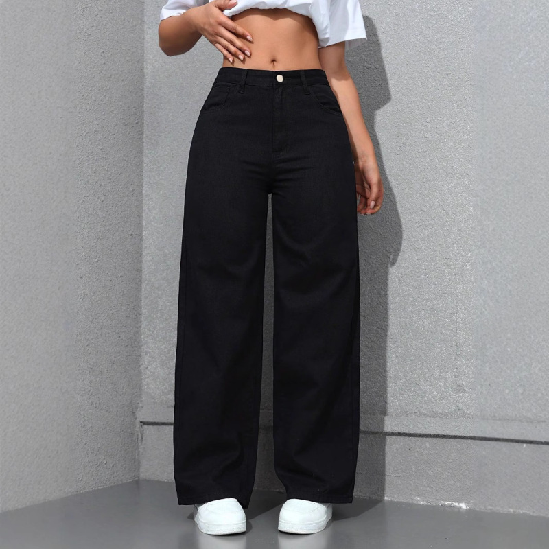 アメリカンワイドレッグジーンズ女性用 2025 春の新スタイルライトウォッシュルーズスリムフロアレングスデニムパンツ JEANS|undefined