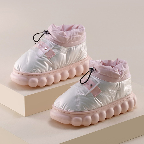 New cotton slippers for women in winter, warm and non-slip, couple home indoor cartoon waterproof ball bag with cotton shoes for men in winter