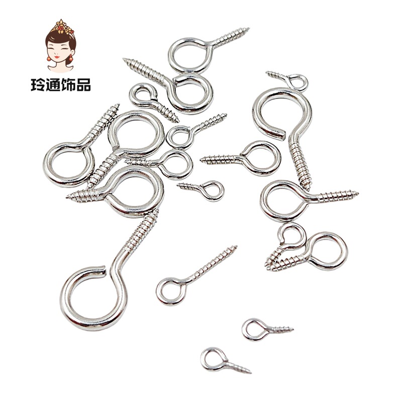 Stainless Steel Self-Tapping Screws, 9-Shaped Hook Pointed Eye Nails, Various Sizes, DIY Punching Horn Nails for Jewelry