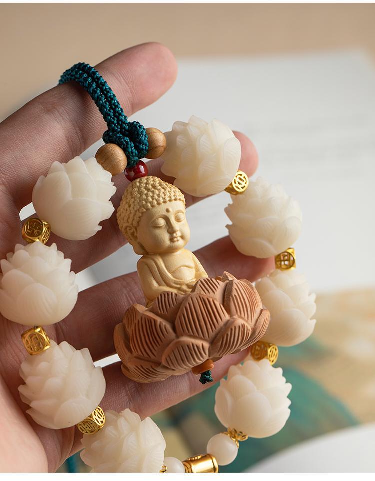 Lotus Peace Buddha Good Luck Pendant New Car Bodhi Car Ornament Boxwood Rear Pendant