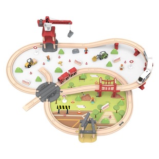 Urban Engineering Theme Track Beech Electric Train Children's Traffic Manual Parking Building Blocks