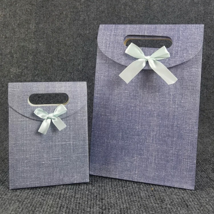 新款简约高档商务布纹礼品袋翻盖手提袋粘扣信封手拎袋广州定/做