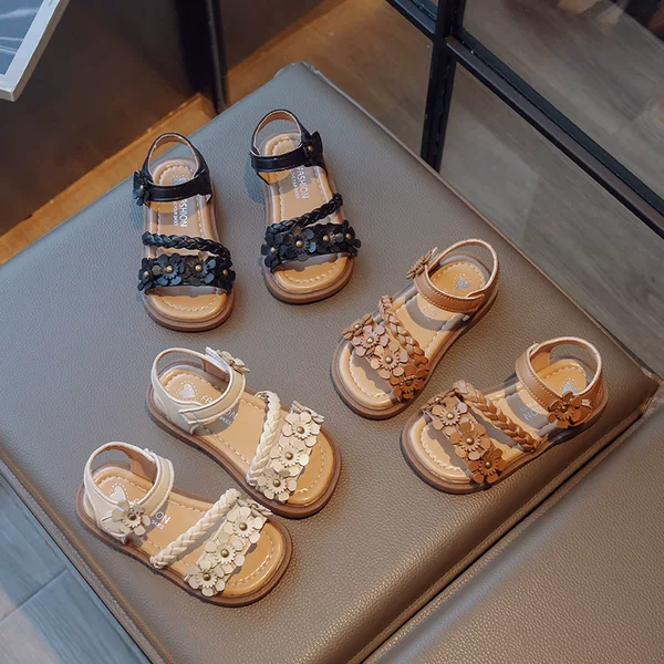 Girls' Flower sandals 2023 Summer new girls' fashion princess shoes Korean style fashionable soft bottom non-slip baby shoes