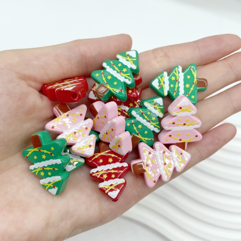 クリスマス装飾ビーズかわいいクリスマスツリービーズDIY携帯電話チェーンアクセサリービーズペン装飾ビーズ|undefined