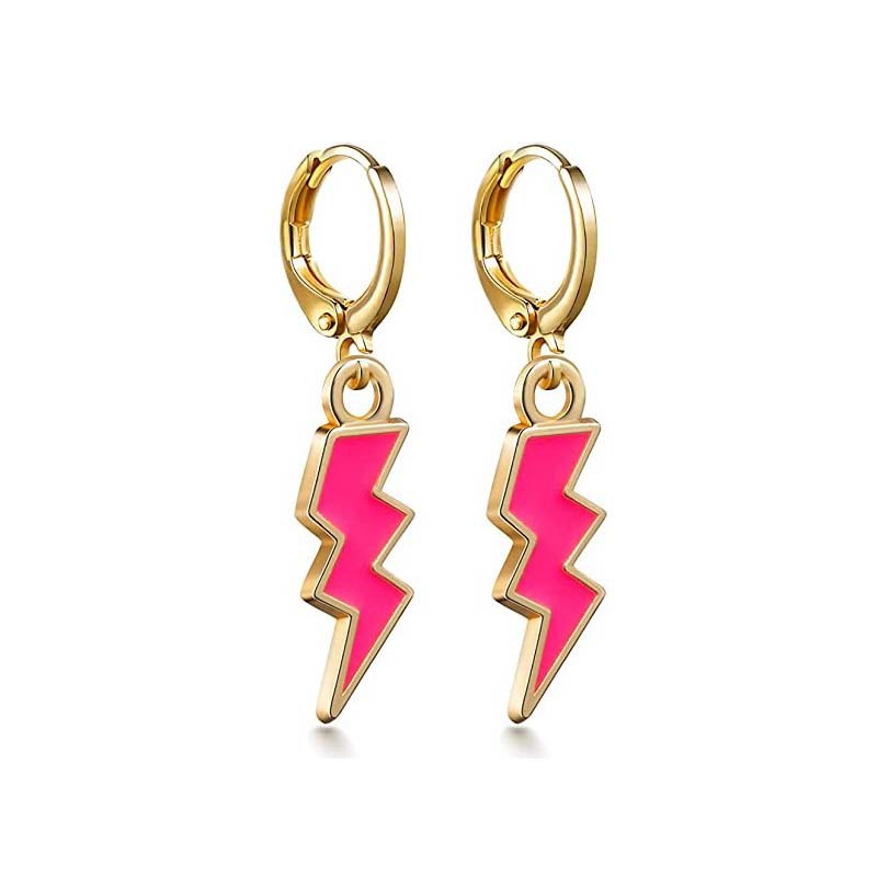 1 Par Estilo Simple Cara Sonriente Mariposa Relámpago Metal Esmalte Ahuecar Mujeres Pendientes De Gota display picture 3