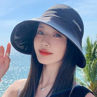 新款冰丝环绕式全脸防晒帽女大帽檐空顶遮阳帽防紫外线骑行太阳帽