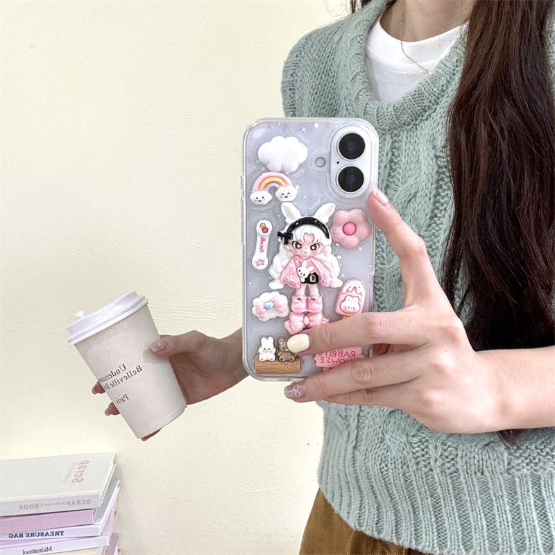 Personalized White-Haired Dora iPhone 17 Pro Max Phone Case Suitable for Apple 15 Cartoon 14 Plus Transparent 16 Soft