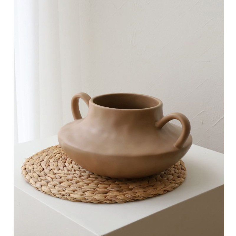 Wabilifeng decoración de jarrón de cerámica minimalista moderno arreglo floral ins flores secas sala de estar decoración suave del hogar creativo