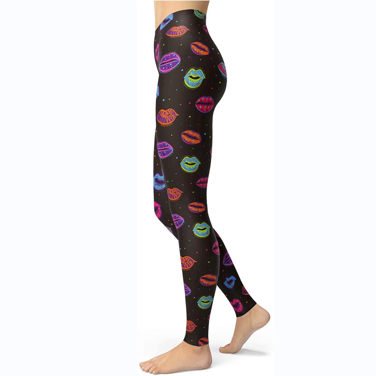 Abbigliamento da donna multicolore stampato slim fit fianchi sollevamento snellente grandi dimensioni corsa yoga fitness leggings_voghion.com