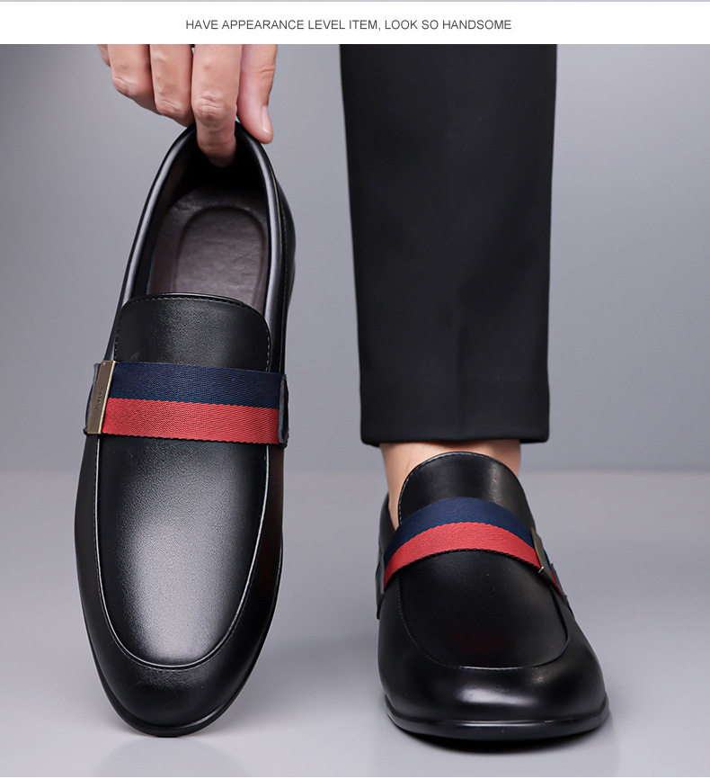 Giày lười nam da thật kiểu moccasin, mũi phẳng, đế bệt, thoáng khí — nâu, đen chi tiết 17
