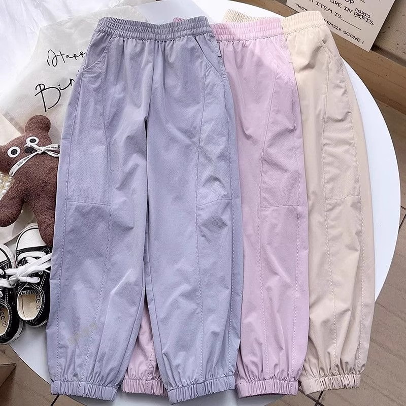 Girls' Thin Summer Pants 2025 New Sports Pants Children's Ice Silk Anti-Mosquito Casual Pants for Older Children Quick-Dry Long Pants