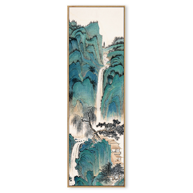 玄関縦版山水掛け画新中国式古韻装飾画古代名家山水国画茶室玄関壁画|undefined