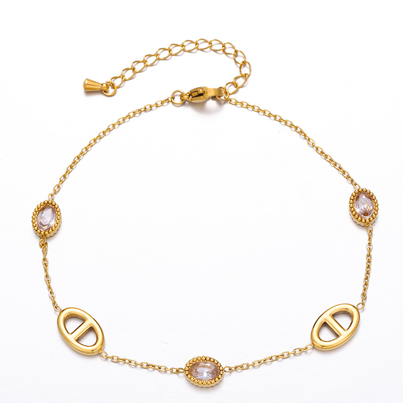 Tina acero inoxidable francés chapado en oro de 18 quilates tobillas de oro geométrico incrustadas conchas blancas lujosas estilo de moda accesorios de playa image 6