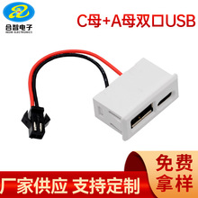 ����USB type-c�p�ڲ�������ֱ��ʽA+C��ˮĸ����ɫƽ���Դ����