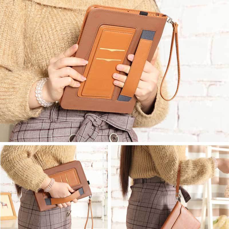 Applicable to Huawei M3 M5 multi-function lanyard card-inserting tablet case honor T5 C5 flip handheld bracket protective case