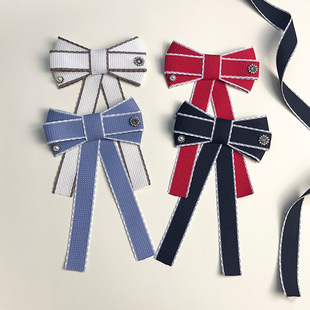 Chanel style fabric bow collar pin College temperament clothing bow tie black collar accessories handmade bow for women