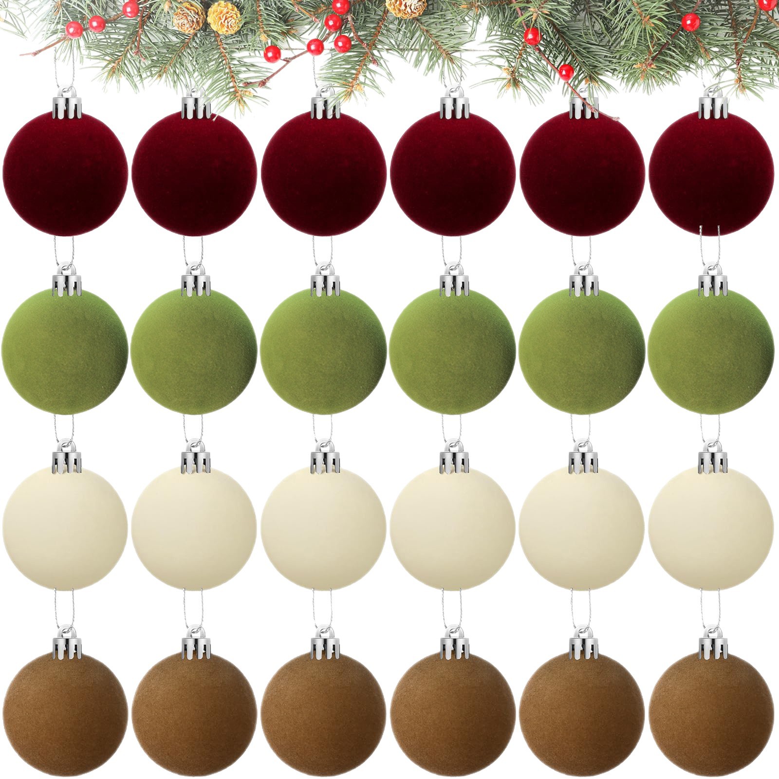 Navidad flotilla bola a granel decoración de Navidad 4 / 5 / 6 / 8cm colgando bola de Navidad colgando árbol de Navidad vino rojo tinta verde fruta verde