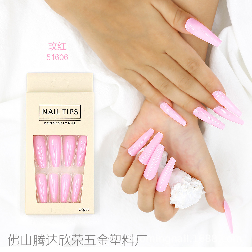 Uñas postizas de ballet coloridas, 24 piezas, largas, desmontables, procesables, al por mayor