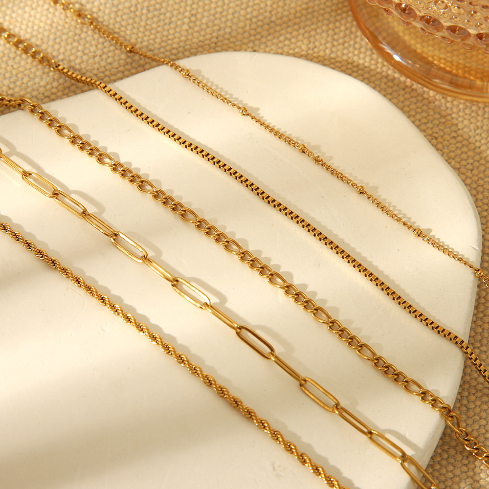 IG Style Style IG Style Geometric 304 Stainless Steel Twisted Rope Chain Chain Necklace In Bulk