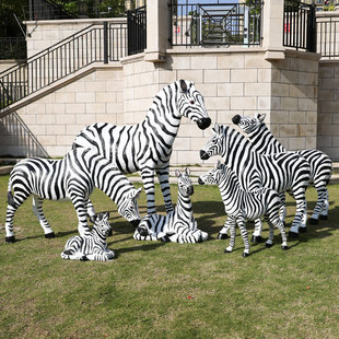 Simulation Zebra Ornaments Outdoor Fiberglass Animal Sculpture Garden Landscape Garden Courtyard Park Green Decorations