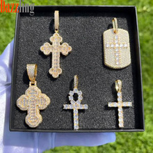 跨境欧美嘻哈满钻十字架吊坠项链男士铜镶锆石嘻哈潮流首饰现货