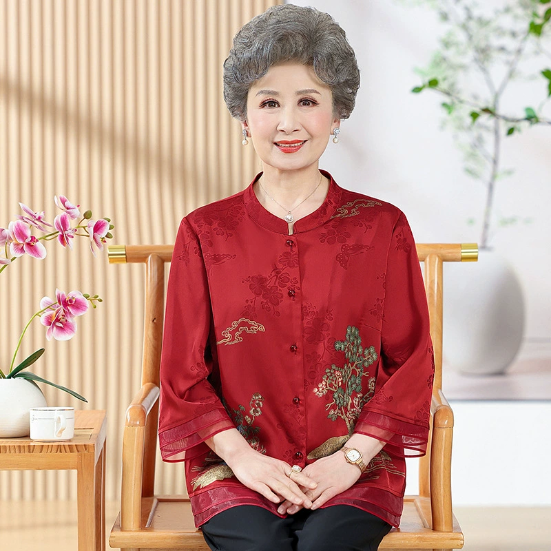 Летние наряды для женщин среднего и пожилого возраста для бабушек, традиционная китайская одежда для пожилых мам, свадебные наряды для свекровей.