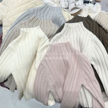 男女童毛衣秋冬儿童纯色坑条半高领打底衫小女孩百搭线衣0158A063