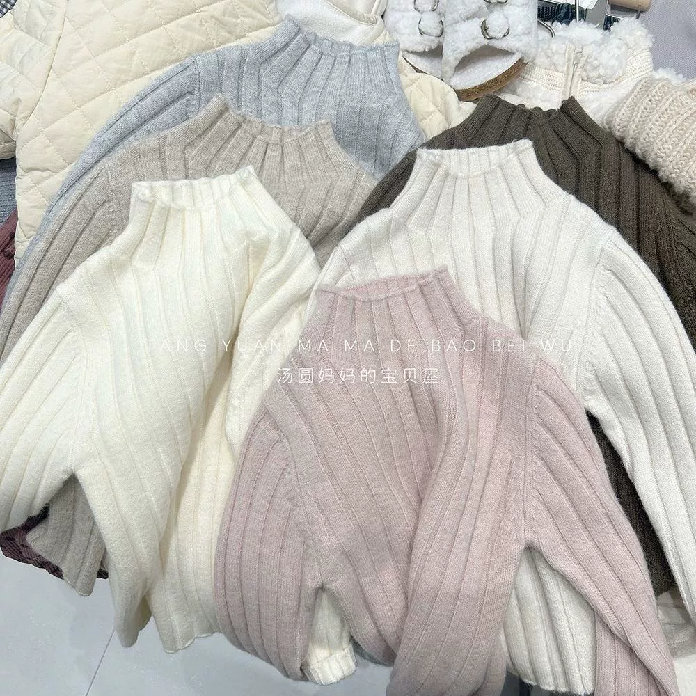 Мужские и женские свитера осенние и зимние детские сплошные ямки с полугиким воротником и нижняя рубашка маленькая девочка с джекпотом 0158A063