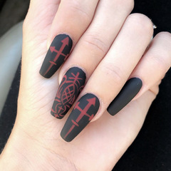 Elegant European-style cross jelly nail stickers, dark-themed wear-on nails, cross-border false nail stickers.