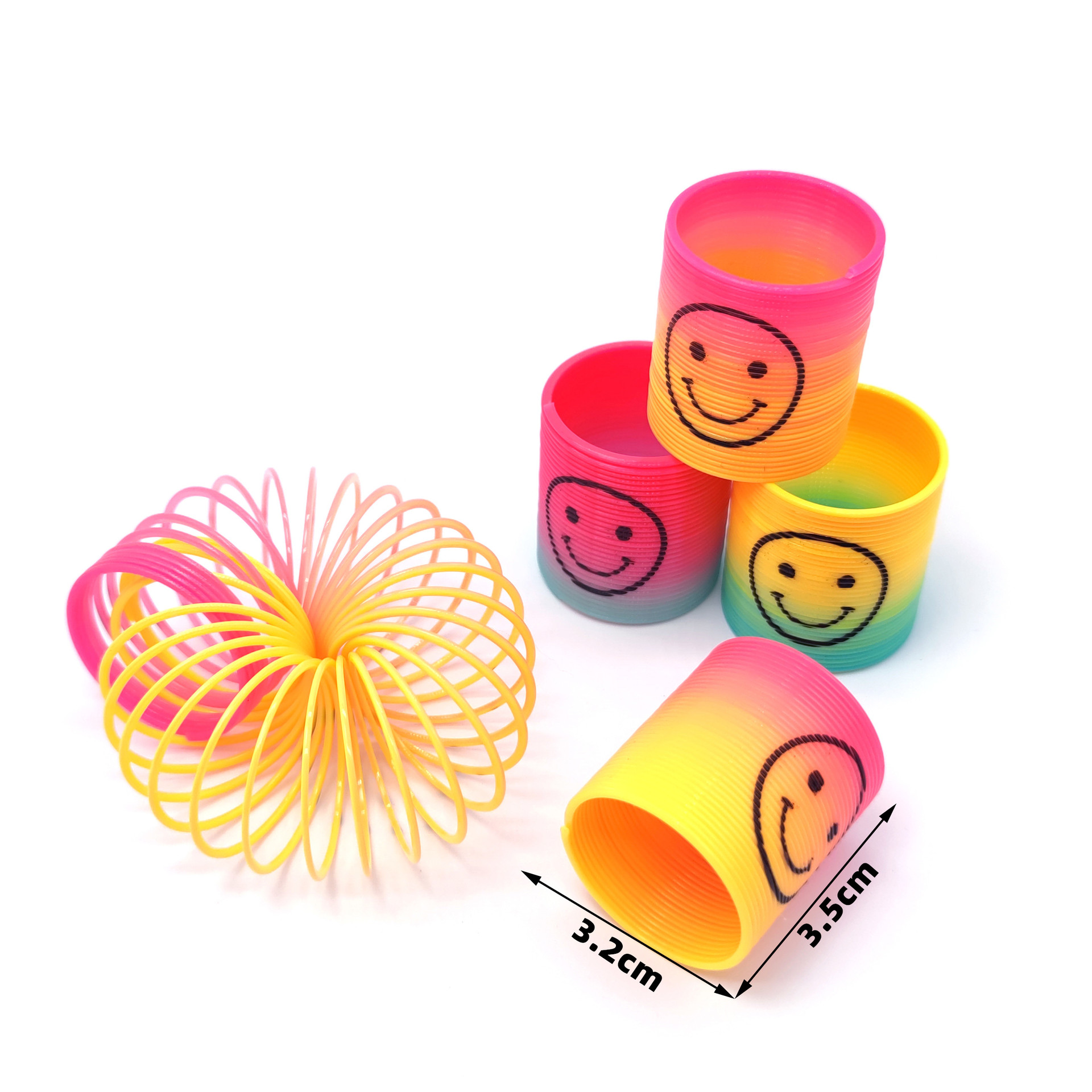 益智儿童小号笑脸渐变台湾色弹簧圈塑料彩虹圈地摊礼品小玩具批发