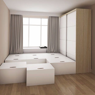 Tatami Bed Wardrobe Integrated Bedroom Cube Storage Splicing Bed Modern Simple Small Room High Box Bed Bedroom