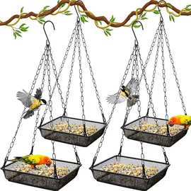 跨境悬挂式鸟类餐具 花园挂式喂鸟器 庭院户外金属网悬挂鸟类餐盘